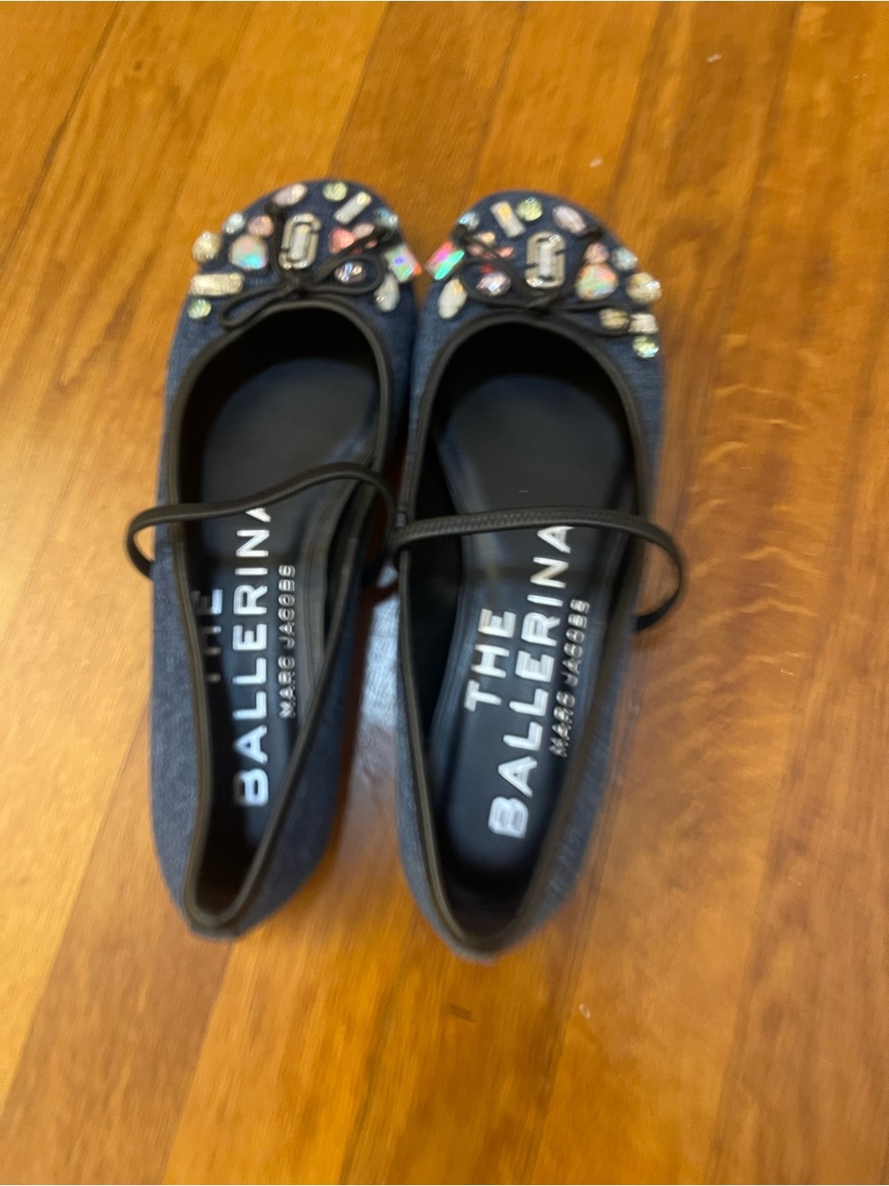 Marc Jacobs Navy Jeweled Mary Jane Flats